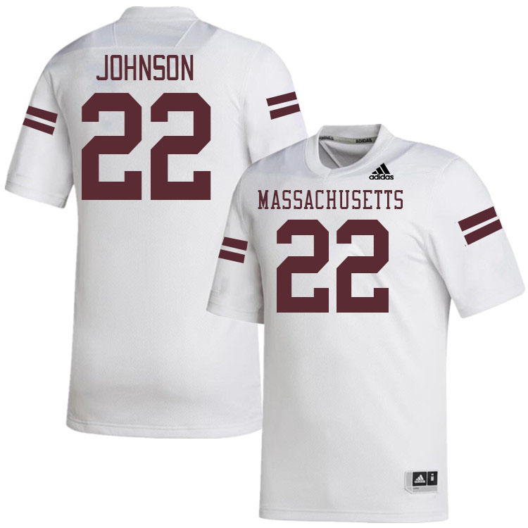 Massachusetts Minutemen #22 Gerrell Johnson College Football Jerseys Stitched-White